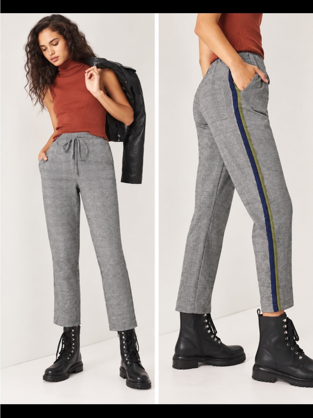 Anthropologie Maeve grey plaid joggers